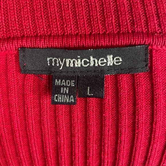 My Michelle Red Cowl Neck Sweatwr Size L EUC - Picture 5 of 6